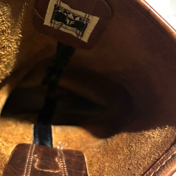 Frye Brown distressed Leather Western motorcycle ankle boots square toes soles - Picture 7 of 10